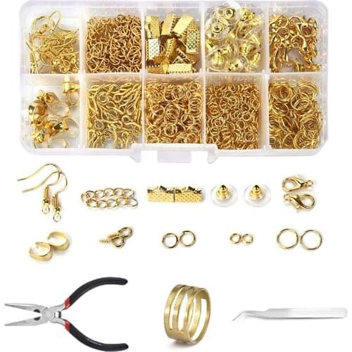 Jewelry Making Findings Set DIY Accessories Tools Kit Open Jump Rings Earring Hook Jewelry Lobster Clasp Jewelry Findings Box