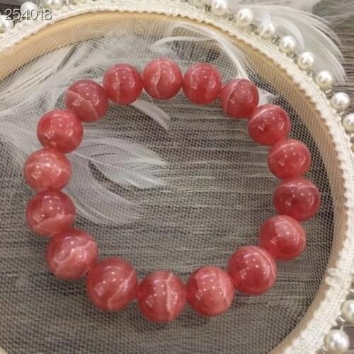 Natural Red Rose Rhodochrosite Gemstone Crystal Rare Bracelet Round Beads 12.3MM Women Fashion Jewelry AAAAA