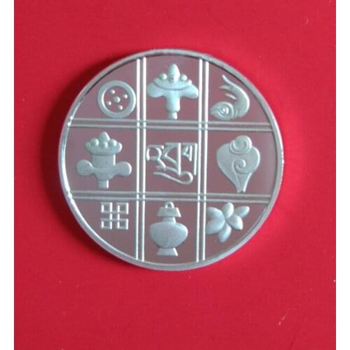 Nepal 8 Treasures 30mm Silver Plated Coins Collectibles Challenge Coingreat Gift Copy Coins-replica Commemorative Coins