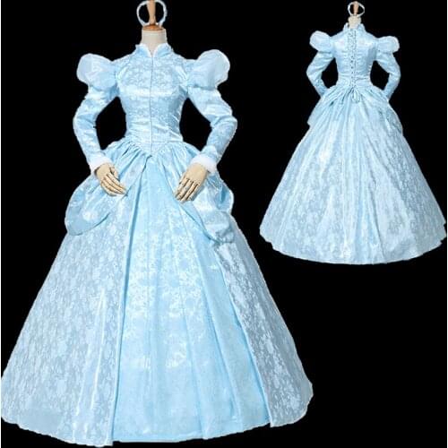 Movie Cinderella Winter Long Sleeves Princess Dress Fantasy Halloween Carnival Cosplay Costume Adult Women Ball Gown