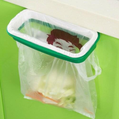 Cupboard Door Back Hanging Trash Bag Rack Kitchen Garbage Rubbish Bag Storage Holder Waste Bag Frame Household Cleaning Tools