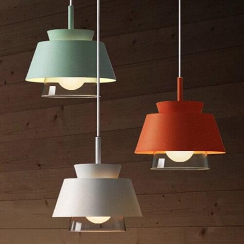 Nordic Macaron hanging pendant lights modern wrought iron colorful Frosted lampshades restaurant cafe aisle bar glass droplight