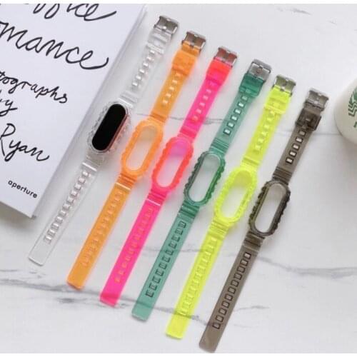 Bracelet Silicone Smart Band Strap For Xiaomi Mi band 3 4 5 Sport Strap watch accessories Transparent color Wristband Breathable