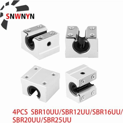 SBR16 4pcs/Lot SBR16UU SBR10UU SBR12UU SBR20UU SBR25UU 16mm Linear Ball Bearing Block Open Type CNC Router SBR Linear Guide 3D