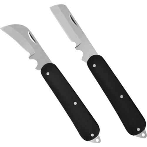 Folding Knife Electrician Pocket Carry Knives Hardwood Handle Steel Blade Cable Cutter Multi-Functional Utility Knife