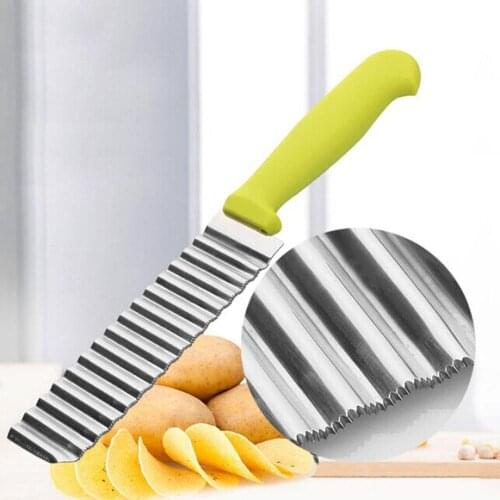 Potato Chip Ripple Slicer Stainless Steel Wavy Cutter for Vegetable Fruit Dough Crinkle Slicer Wavy Ripple Knife Kitchen Tools