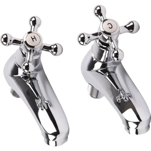 Bathroom Basin Faucet 2-Piece Chrome-Plated Hot And Cold Faucet Traditional Retro Basin Faucet Household Hotel Faucet