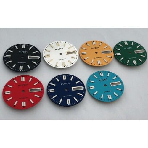 BLIGER Sterile 29mm dial date kit is suitable for NH36 night plate parts male watch movement dial 7 colors optional