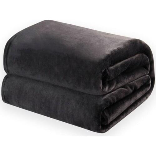 Super Soft Coral Fleece Blanket Thin Light Weight Solid Black Grey Blue Throw Sofa Cover Bedspread Flannel Blankets Home Textile