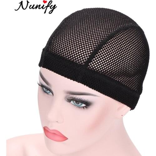 Top Nunify 6Pcs 12Pcs Wholesale Big Hole Breathable Wig Caps For Making Wigs Black Braided Dome Cap Wig Accessories For Crochet