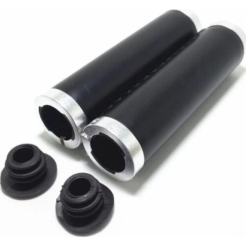 Bicycle Grips Top Layer Leather Hand Sewing Bike Mountain Folding 100% Retro Sets With Lock Ring 128mm 22.2mm Handlebar Cover