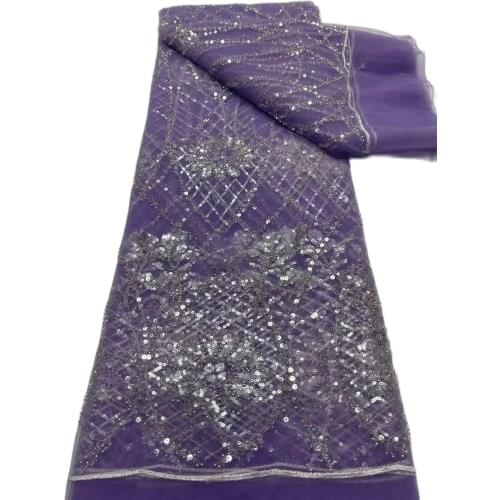 Top Quality Design French Tulle Lace Beaded Shinny Fabric JRB-5.2181102 Nigerian Material for Fashion Show Dress