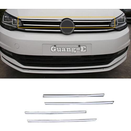 For VW Volkswagen Touran L 2016 2017 2018 2019 Body Protection Detector ABS Chrome Trim Front Up Grid Grill Grille Around 4pcs