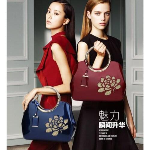 Women Handbag Fashion Elegant PU Shoulder Bag Large Capaticy High Quality Flower Printed Tote Bag for Party