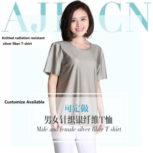 Ajiacn womens Electromagnetic radiation protection Knitted short-sleeved shirt,EMF radiation proof for four seasons