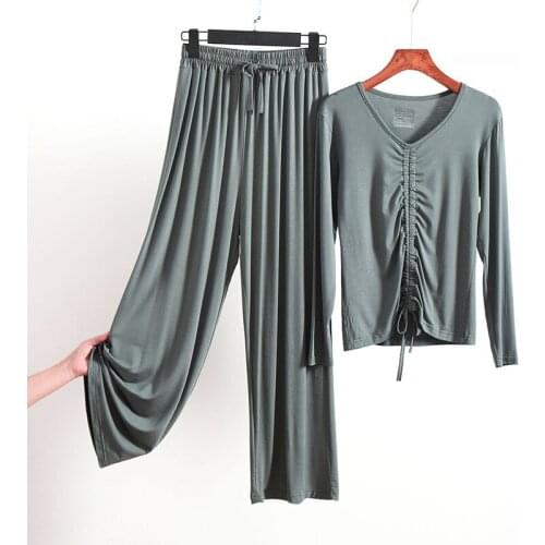 2 piece set Women tracksuits Modal Cotton Long Sleeve Thin Spring Womens Cute Outer Wear Loose-Fit Homewear two pieces suits