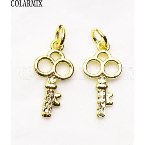 16 Pcs Zirconia Lock Key necklace Charms Pendant jewelry Necklace pendant fashion jewelry women accessories Jewelry charms 8210