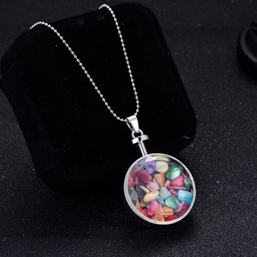 2020 Fashion Glass Stone Pendant Necklace Mixed Color Stone Necklace for Women Necklace Jewelry