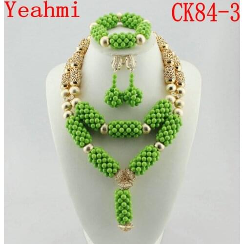 2020 Wholesale Nigerian Beads Wedding Jewelry Set Bridal Dubai Gold Color Jewelry Sets African Beads Jewelry Set CK84-1