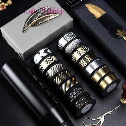 4 Yards/Roll 22mm Christmas Ribbon Stripes/Polka Dot Printing Offset Printing Bronzing Grosgrain Gift Box Decoration Rribbon Bow