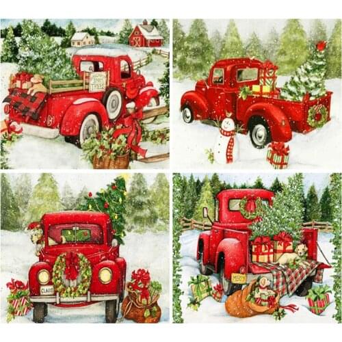 5D Diamond Painting Christmas Gift DIY Truck Cross Stitch Kit Winter Holiday Pattern Bar Restaurant Bedroom Office Decoration