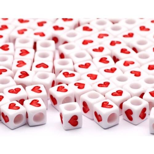 6x6mm Square White Acrylic Beads Heart-Shaped Letter Spacer Beads For Jewelry Making Diy Necklace Bracelet Accessories