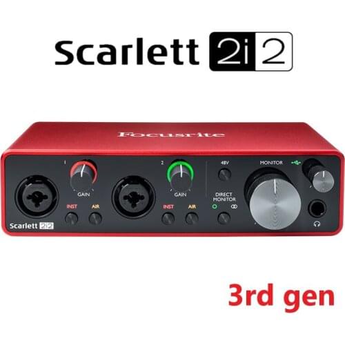 Focusrite Scarlett 2i2 (3rd Gen) Audio Interface External USB Sound Card Recording Guitar Audio Headphone Amplifier Mic Preamp