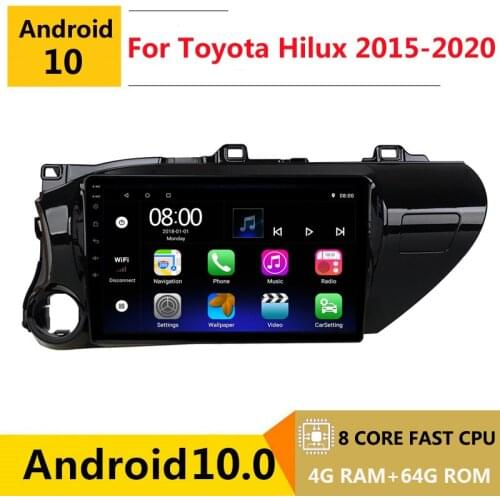 2 din 8 core android 10 car radio auto stereo for Toyota Hilux Pick Up AN120 2015 - 2020 navigation GPS DVD Multimedia Player