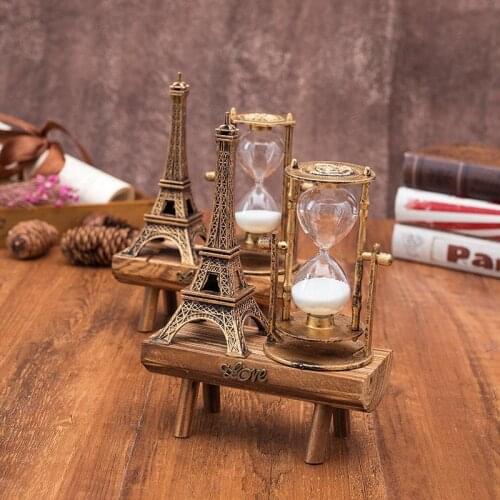 Hour Glass Sand Timer Retro Metal Towel Hourglass Home Decor Crafts 2-in-1 Hourglass Timer with Lights Music Decoration for Desk