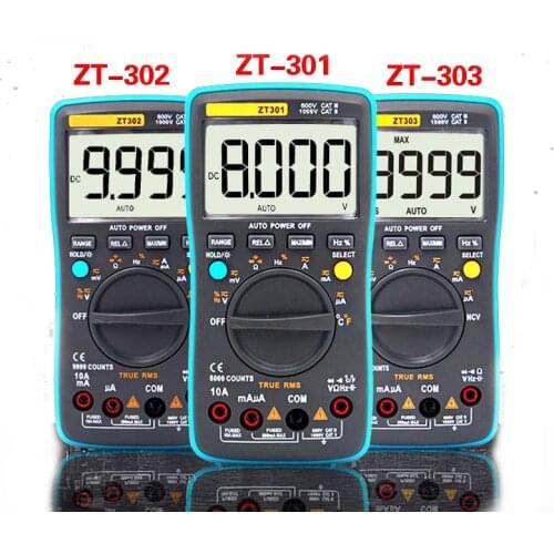 ZT301 ZT302 ZT303 Digital Multimeter 8000 9999 19999 Counts True RMS Multifunction AC/DC Voltage Temperature Capacitance Tester