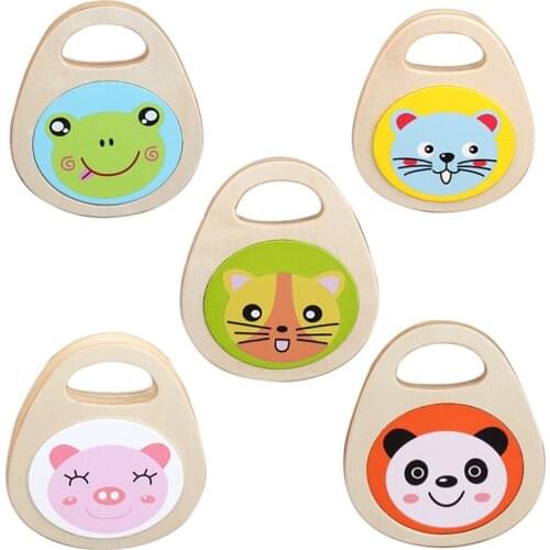 Kids Cartoon Wooden Castanets Music Instruments Baby Clapper Handle Musical Instruments Toys for Children