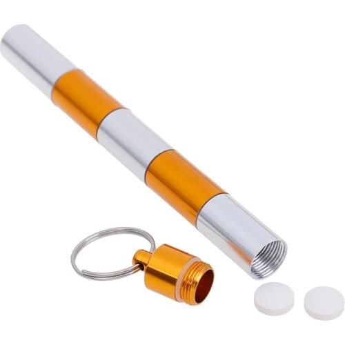 Hot Sale 6 Separate Sections Pill Box Capsule Shape Metal Alloy Pill Case Keychain Outdoor Pocket Pill Holder Container