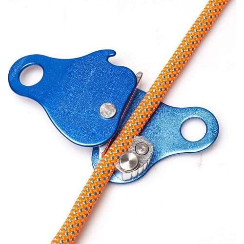Red/Blue Climbing Equipment Descender Gear Stop Descender Rope Clamp Grab Rescue Rappel Ring Climbing Safety Equipment