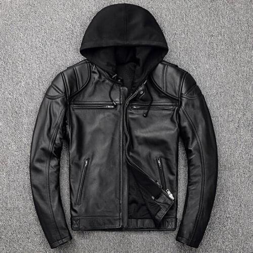 Natural Soft Cow Leather Jacket Coats Automotive Streetwear Mens Real Leather Jacket 5XL European And American Style A824