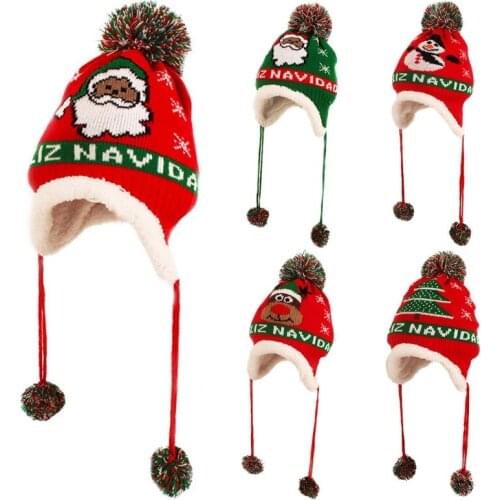 Sweet Cute Christmas Fawn Knitted Hat Knitted Beanie Hat Travel All-match Hat Autumn and Winter for Baby Boys and Girls