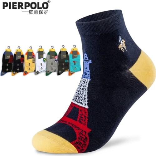 2020 PIER POLO High Quality Business Casual Mens Socks Cotton Breathable Socks Multicolor Pattern Sock Man Size39-44 Wholeasale