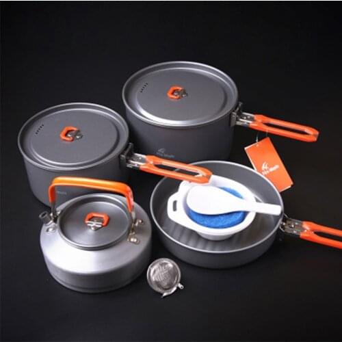 4-5 Person Camping Pot Set Outdoor Team Picnic Cooking Aluminum Cookware Sets Fire Maple Feast 4 1014g