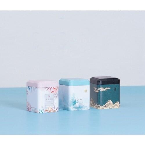 Norbi Tea Box Caddy Tin Cases Chinese Style Small Can Scented Tinplate Packaging Covers Portable Tea Caddy Home Accessories