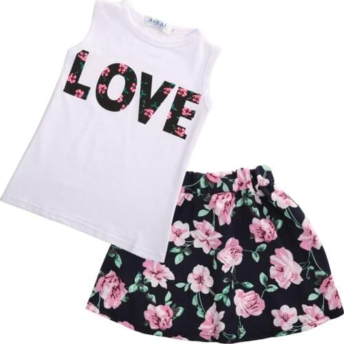 2019 New Hot Sale Latest Toddler Baby Kids Girls Tank Vest Tops T-Shirt Skirt Outfit Set Clothes