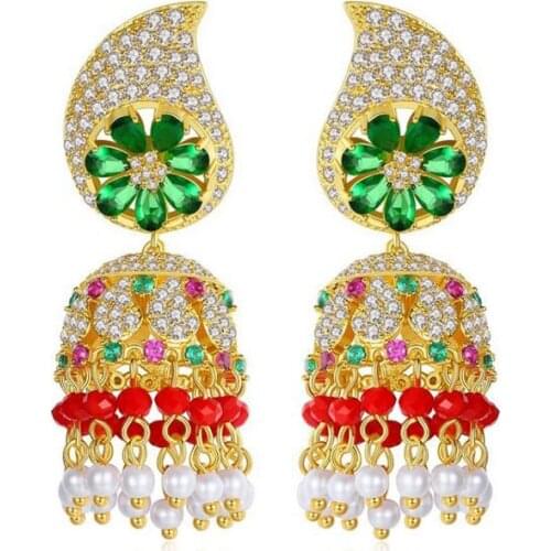 New Bollywood Jhumka Jhumki Indian Small Bells Beads Tassel Drop Dangle Earrings Bridal Women Party Fashion Jewelry Gypsy Ethnic