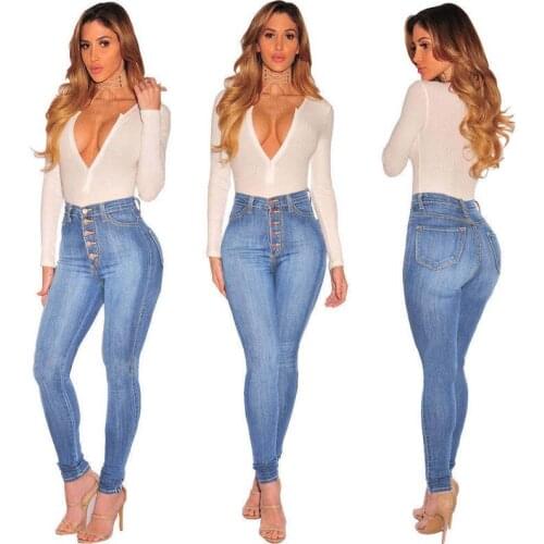 Autumn New Ladies Jeans Tight-fitting High-waisted Slim Casual Solid Color Wild Hip-lifting Fashion Womens Denim Trousers WS146