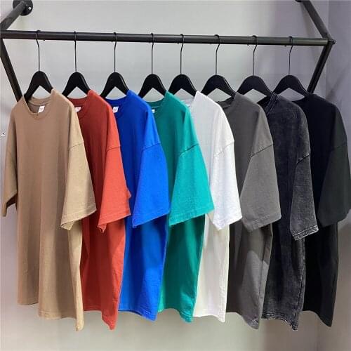 Distressing Black T-shirt Garment-Washed Hip Hop Relaxed Cotton Tee Streetwear