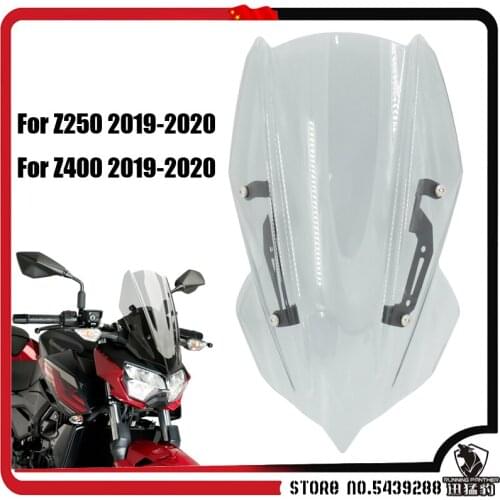 For KAWASAKI Z250 Z400 2019 2020 Z 250 Z 400 Motorcycle Sports Windshield WindScreen Deflector Visor Viser Double Bubble