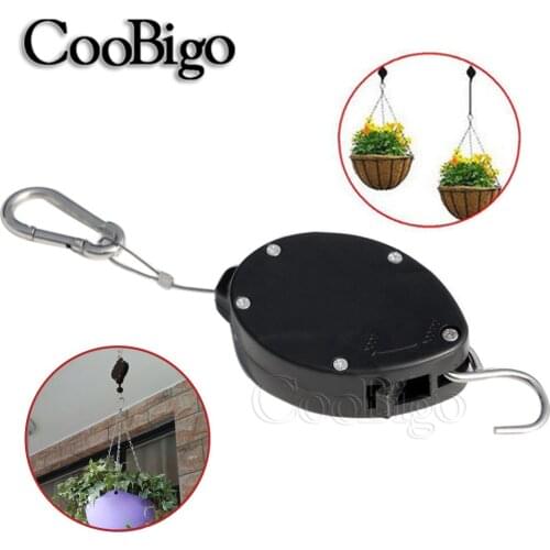 Adjustable Hanging Plants Pulley Telescopic Potted Hook Lift Bird Feeder Flower Basket 20cm Stretch Stainless Steel Lanyard 2pcs
