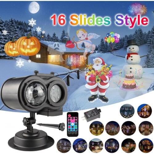 Ocean Wave Snowflake Christmas Projector Lights Waterproof Outdoor Laser Projector 16 Slides New Year Party Garden Decoration