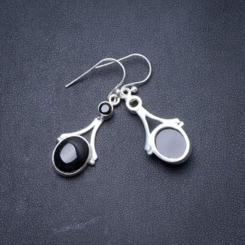 Natural Black Onyx Handmade Unique 925 Sterling Silver Earrings 1.5" Y2960