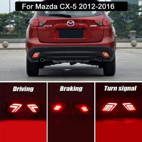 LED Rear Bumper Reflector lights For Mazda CX-5 CX5 2012-2016 funcntions as LED Rear Bumper Brake Light Dynamic Turn light