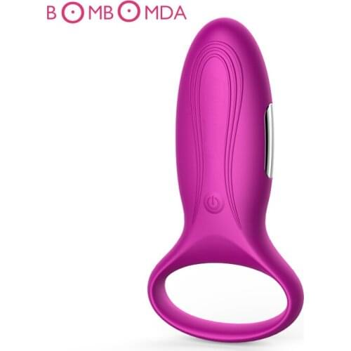 USB Charging Male Vibrating Lock Silicone Cock Ring Delay Lasting Penis Ring Vibrator Adult Sex Toys For Couples