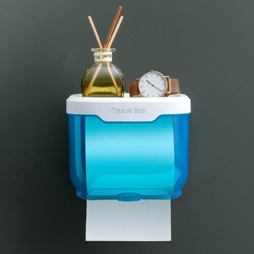 Waterproof Toilet Paper Holder Wall Mounted Punch Free Paper Dispenser Transparent Storage Box Bathroom Kitchen Supply TS2