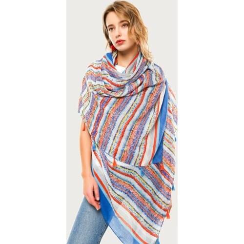 Bright Stripe Scarf Women Head Scarf Hijab Painting Fashion Design Neckwear Soft Shawl Wrap NEW [6721]